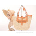 Women Beige Raffia Beach Bag For Banquet / Party , 32cm x 4